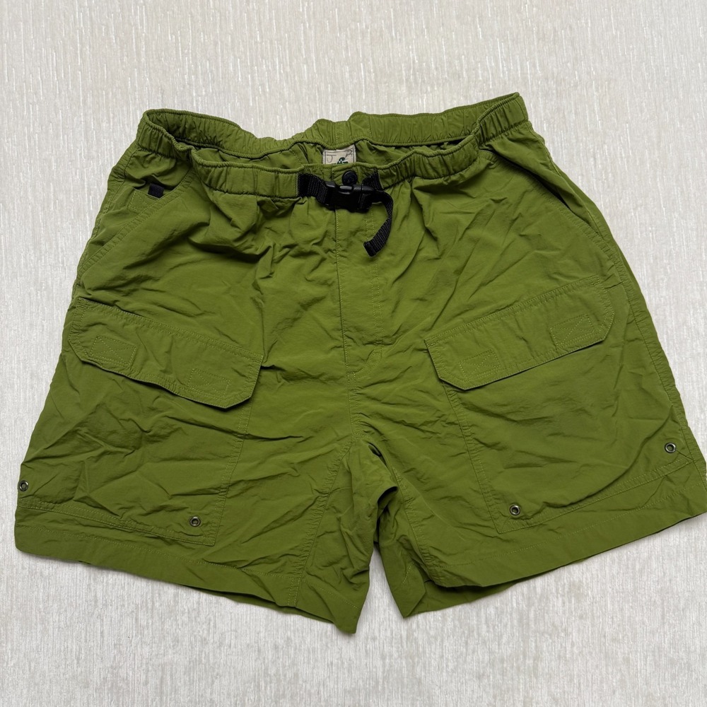 EMS Cargo Nylon Shorts Mens Large Green Hiking Elastic Waist Belted Outdoor Camp